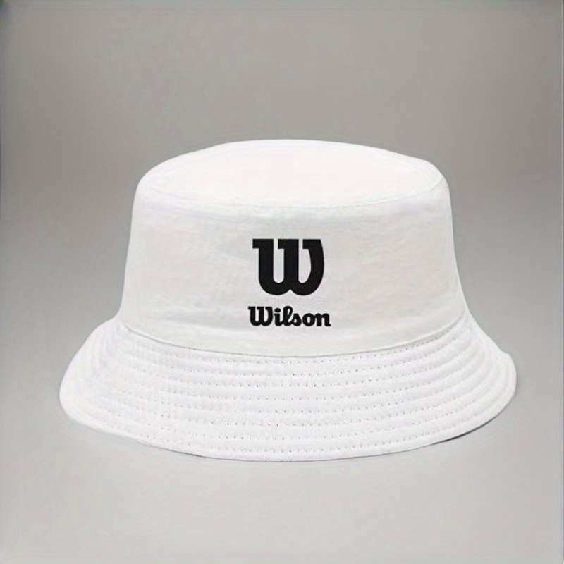 1pc Wilson Printed Eaves Sunshade Bucket Hat Stylish Solid Color Breathable Polyester Materia