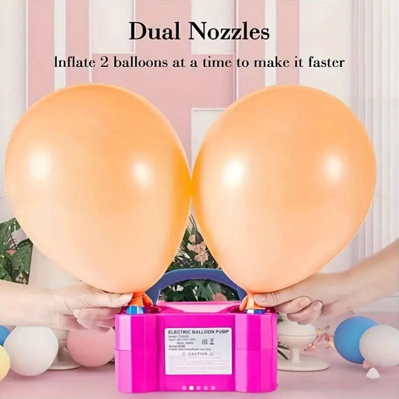 Electric Balloon Pump, Portable Dual Nozzle Inflator, 600W Balloon Blower Machine for Party Decorati