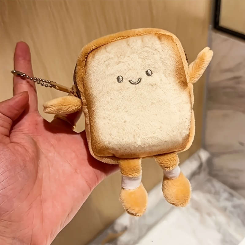 1pc Toast Coin Bag Cartoon Cute Portable Headphone Bag Creative Small Storage Bag Best Gift