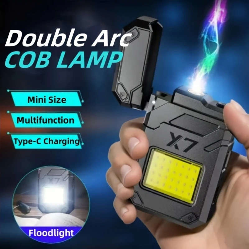 1pc Super Bright COB Floodlight Flashlight Mini Rechargeable LED Lamp ABS Plastic Multifunctional Wo