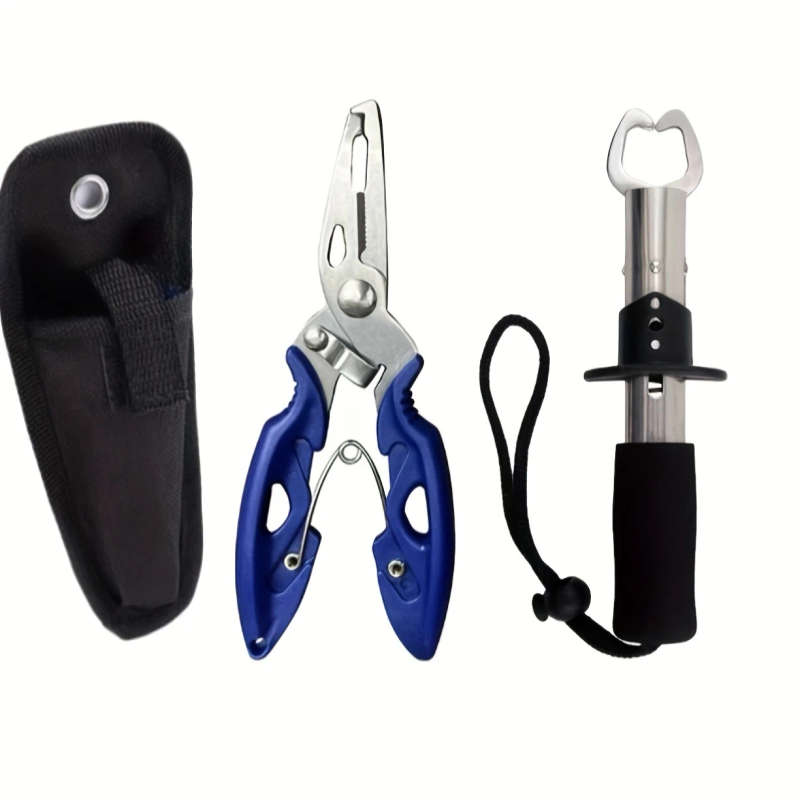 2pcs Set Stainless Steel Fishing Pliers Multifunctional Angler's Tool Set with Long Handle Fish Grip