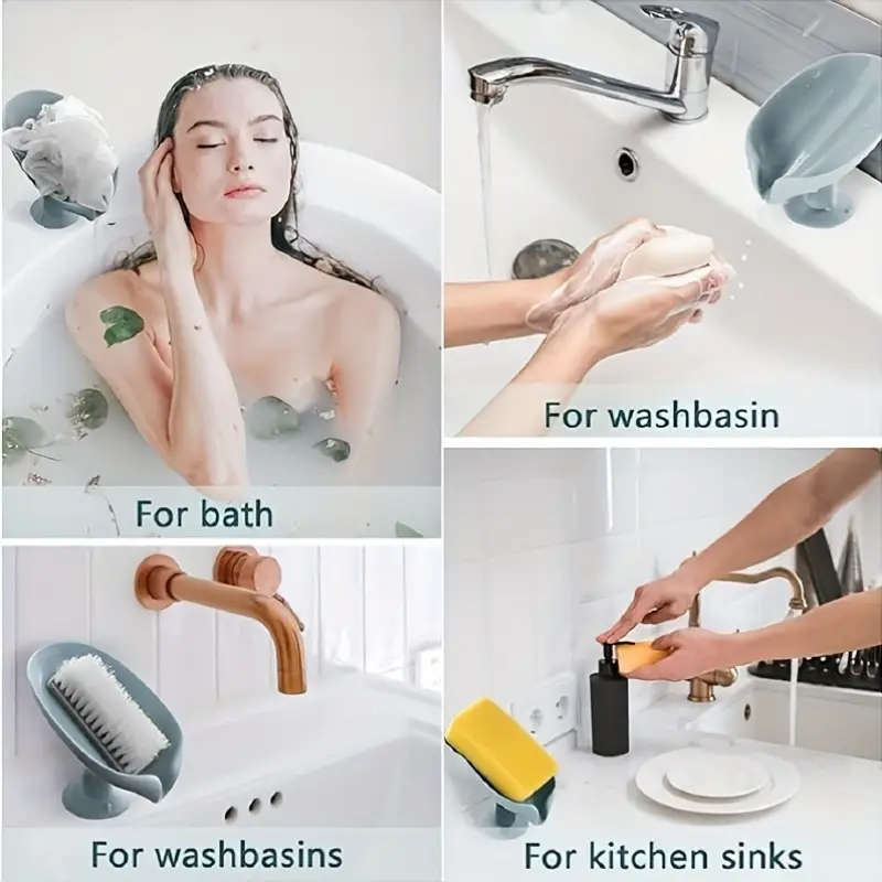 1pc Sets of Soap Box Cleaning Brush Holder Suction Cup Countertop Storage Rack Hole-Free Creative Dr