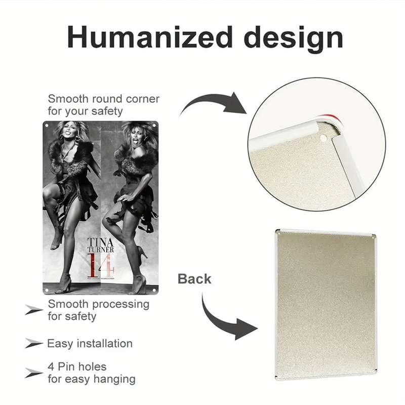 1pc 2D Flat  Elegant Tina Turner Dance Charm Wall Art Durable Iron Pre-Drilled Weather-Res