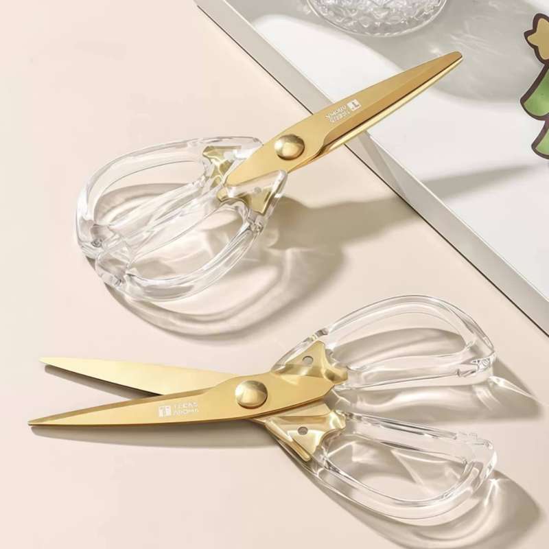 1pc Transparent Handle Kitchen Scissors Ergonomic Rust-Proof Sharp Meat Scissors Outdoor E