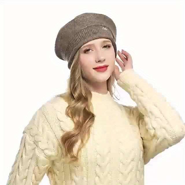 1pc Women's Stretchy Beanie Hat With Pocket Soft And Cozy Acrylic Knit Cap For Autumn And Winter