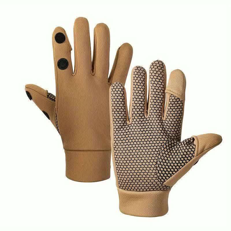 1 Pair Khaki Warm Gloves