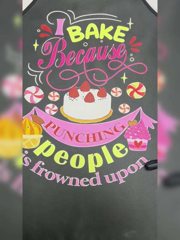 1pc Adjustable Polyester Apron for Women Men "I Bake Because Punching People Is Frowned Upo