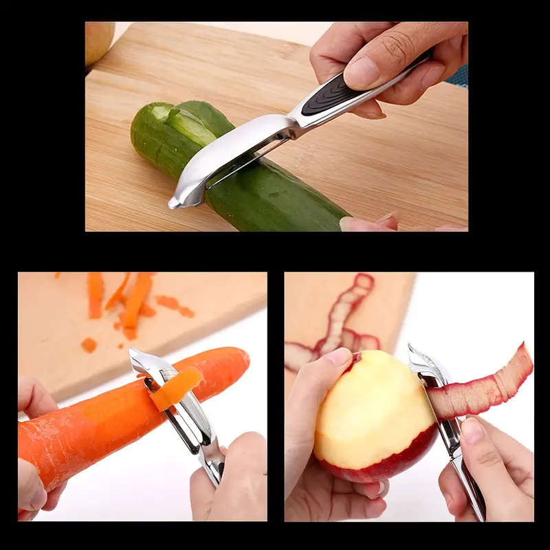 2Pack Stainless Steel Vegetable Fruit Peelers with Anti-Slip Handles and Sharp Blades Metal Straight