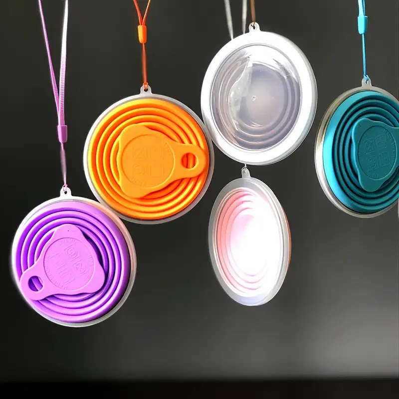 1pc Collapsible Silicone Travel Cup with Lid Portable and Reusable Drinking Cup for Camping Hiking