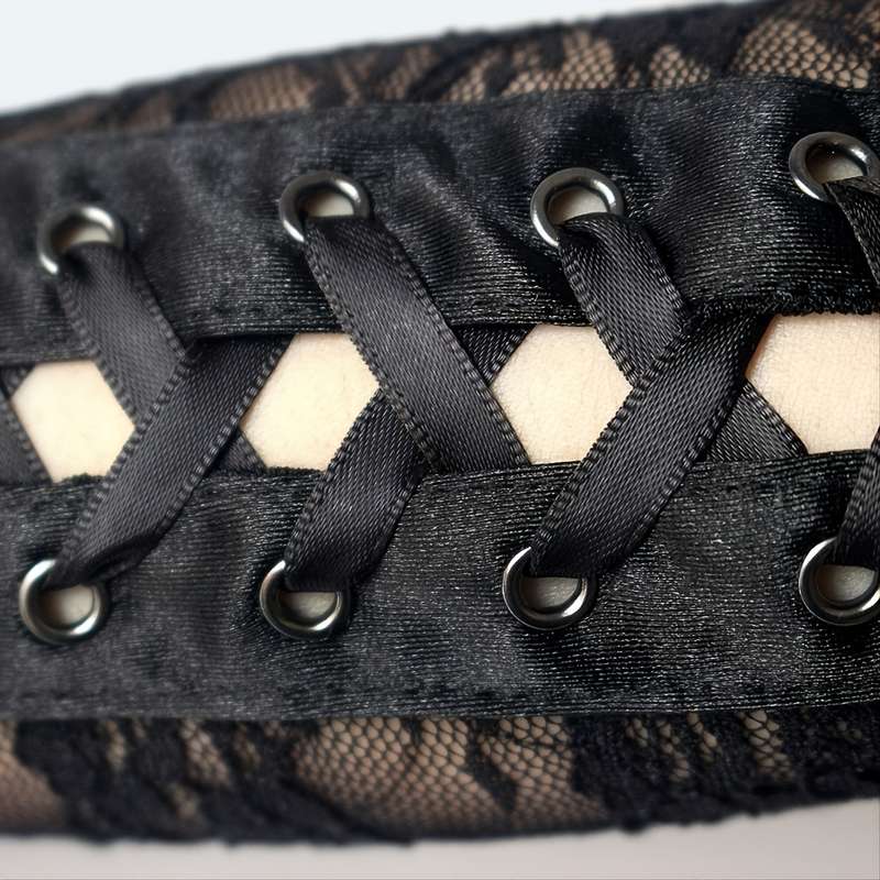 1 Pair Black Lace Long Gloves