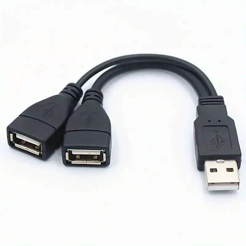 1pc USB 2.0 Splitter Cable Male to Dual Female High-Speed Data Charging Adapter Durable Matte Finish