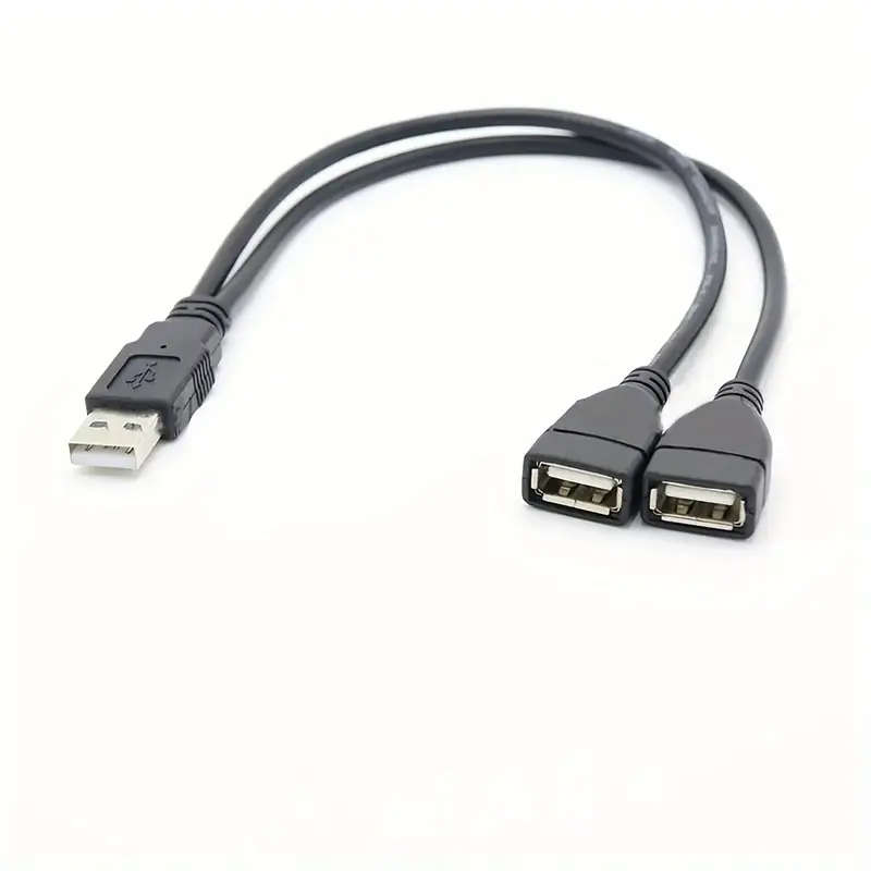 1pc USB 2.0 Splitter Cable Male to Dual Female High-Speed Data Charging Adapter Durable Matte Finish