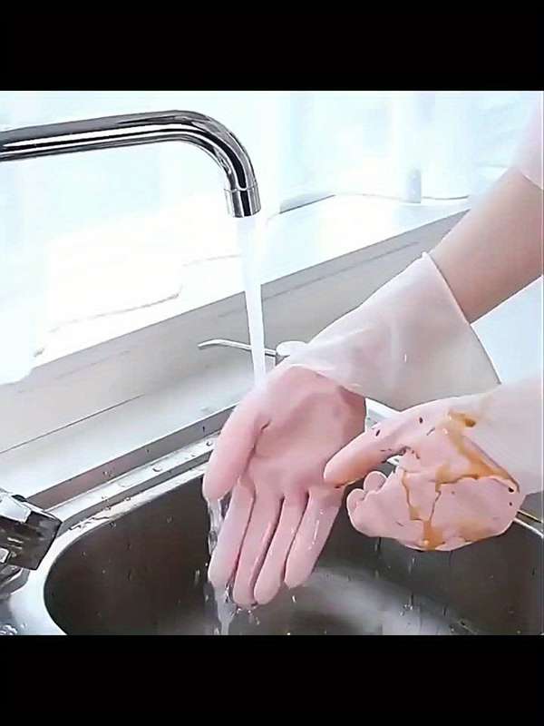 3 Pairs One Each In Pink Green And Blue Size M Household Cleaning Gloves