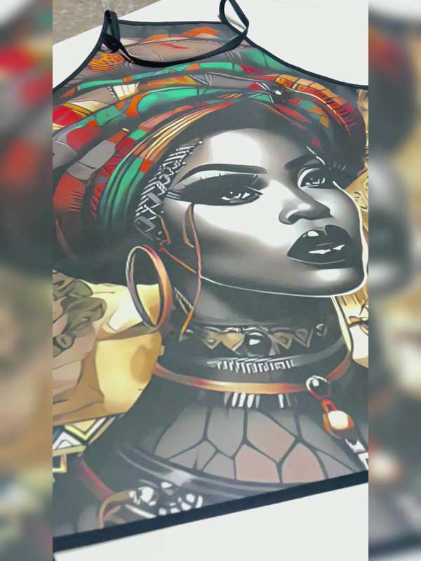 1pc African Woman Vintage Print Apron Durable Polyester 100% Knit Fabric 150g m? Opaque Hand Wa
