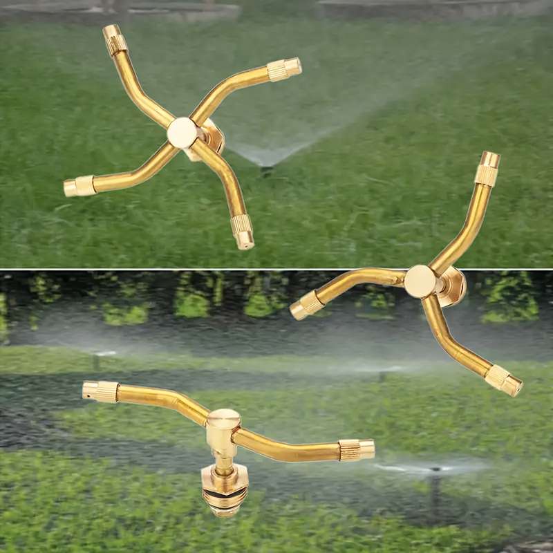 1Pc 4 Heads Rotating Brass Swirl Nozzle