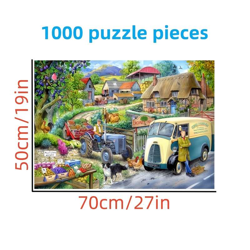 1000pcs Rustic Countryside Puzzle Premium Quality Paper Material Durable Seamles