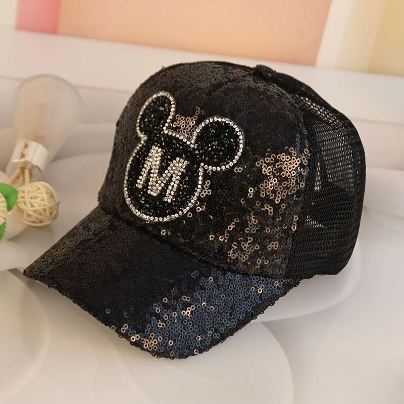 1pc 1 Disney Mickey Spring Summer baseball cap Sun shade cap Sun Shield Breathable Korean sequin me