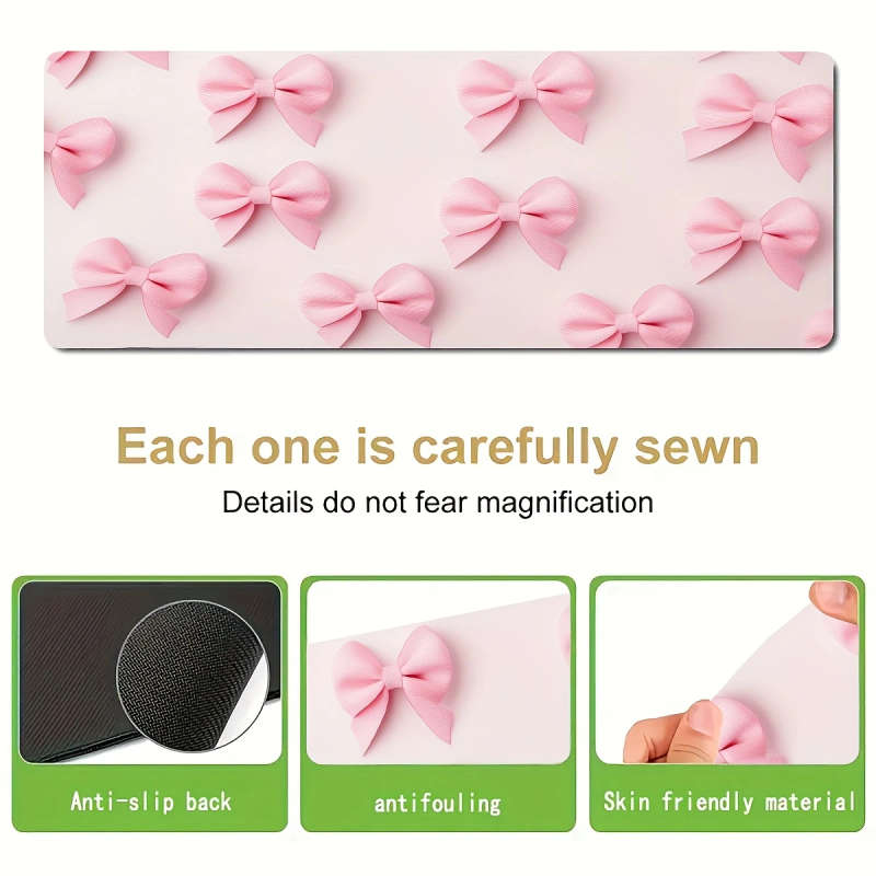 1pc 30x80cm Durable E-Sports Gaming Mouse Pad Waterproof Non-Slip Pink Bow Design