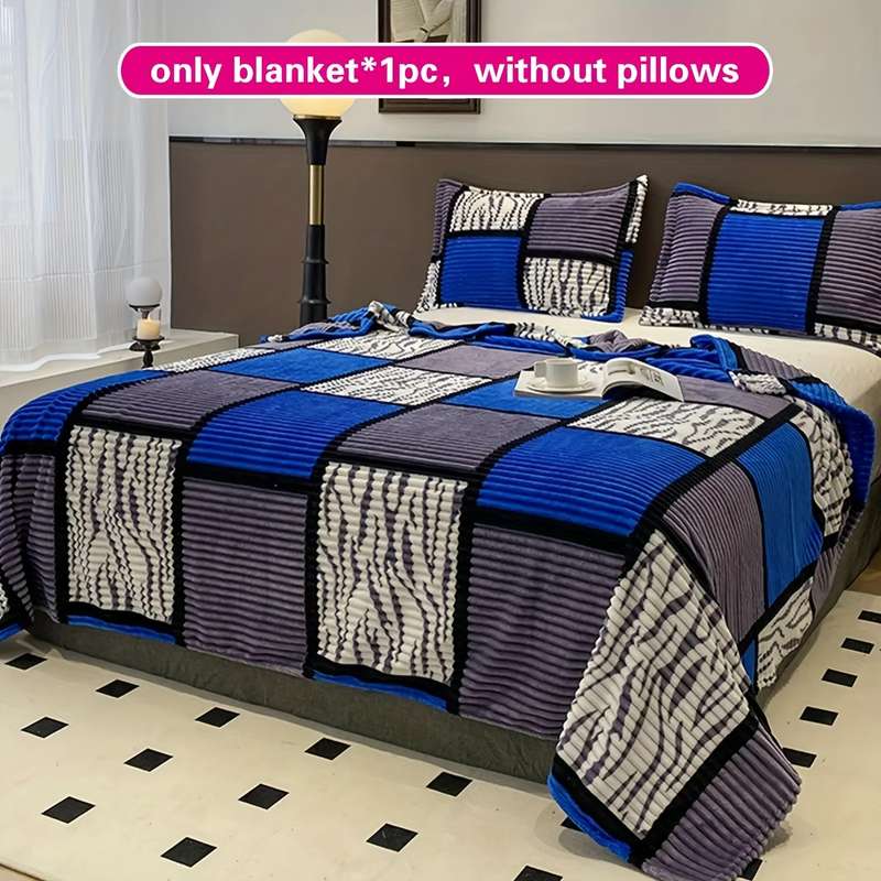 1ps Blanket Color Red Blue Square Grid size 200x230cm