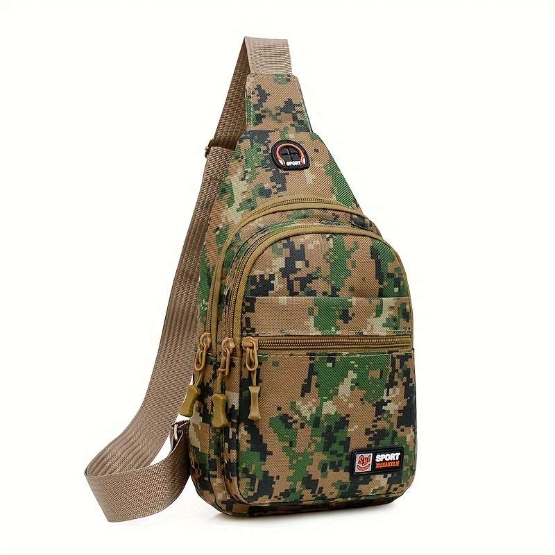 1pc Fashionable Canvas Tactical Chest Pack with Digital Camouflage Design Perfect for Outdoor Advent