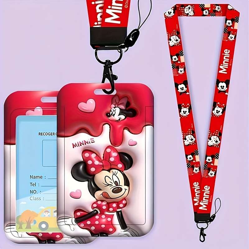 1pc Minnie Card Holder for Students Campus Work ID Mickey and Vinnie Bear Badge Access Control C