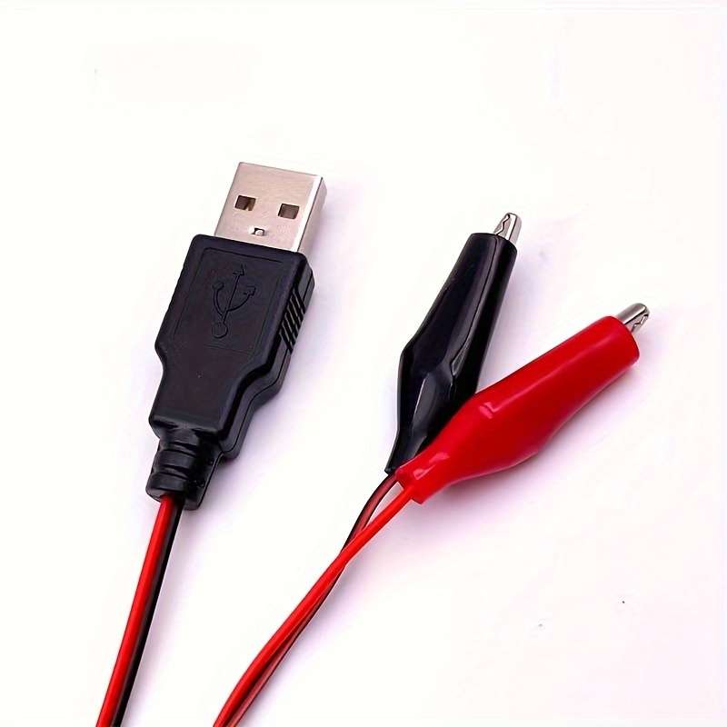 2pcs Male and Female Connection Adapter Cables Crocodile Test Clip USB