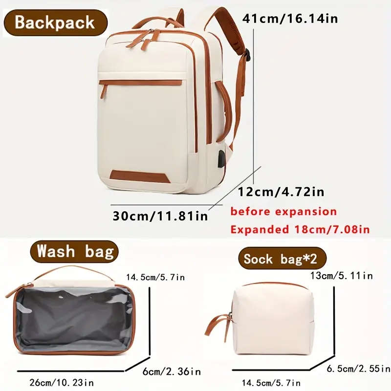 1pc Multi-Layer Business Backpack 20-30L Nylon Computer Bag Solid Color Zip Closure Non-Waterproof B
