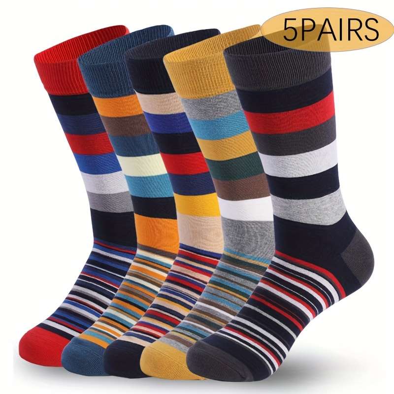 5 Pairs Of Mixed Colors One Size High Elastic Socks