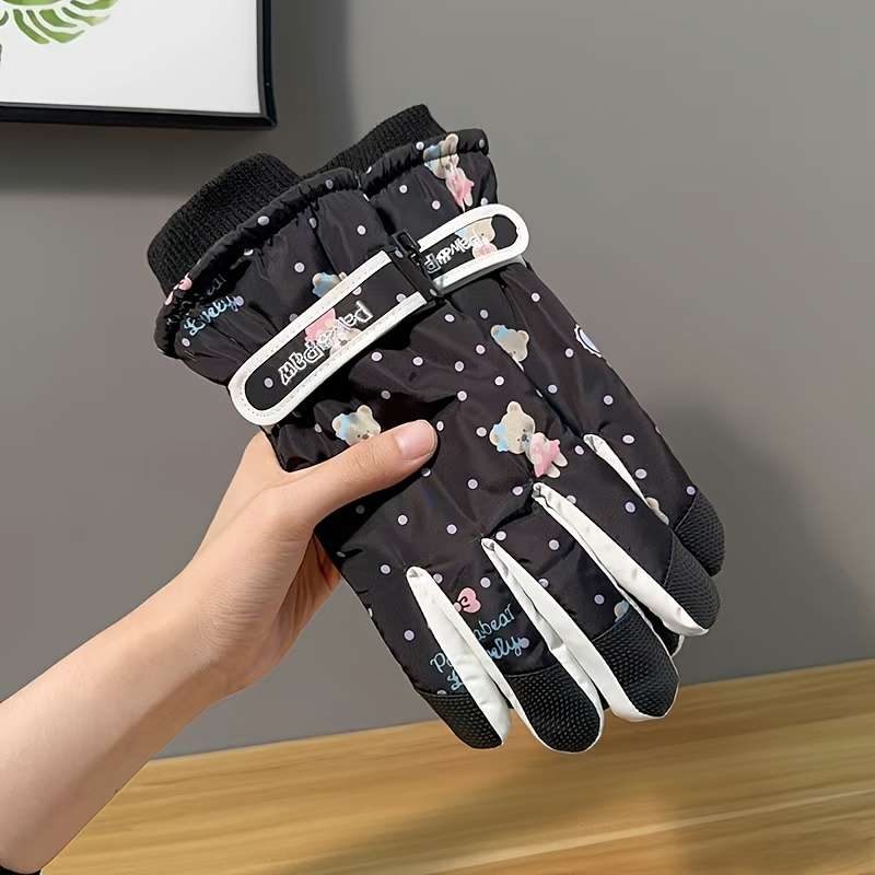 1 Pair Black Warm Gloves
