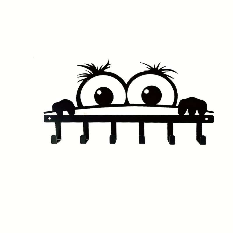 1pc Art Deco Style Metal Key Holder with Big Eyes Creative Wall-Mounted Hook for Keys and Accessori