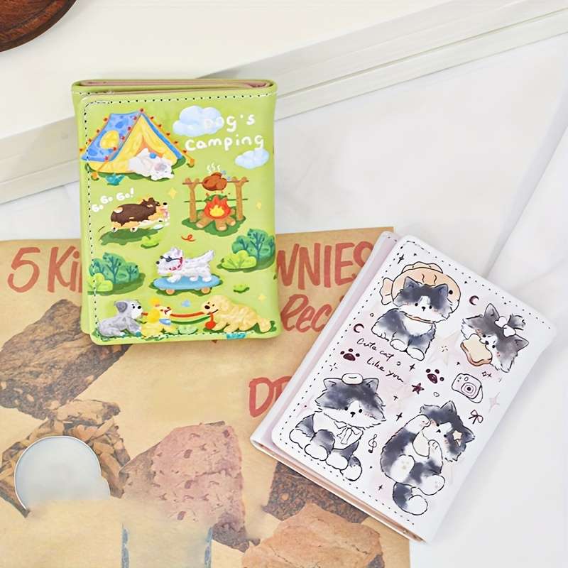 1pc Casual Faux Leather Trifold Wallet for Women Cute Cartoon Print Multiple Card Slots Coin Pur