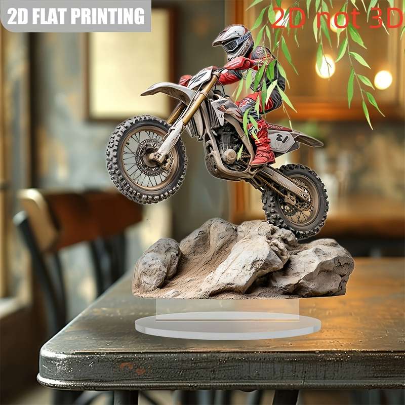 1pc 2D Flat  Printing  Not 3D Motorcycle Rider Acrylic Decor Bohemian Style Ideal for Living Ro