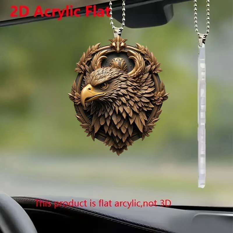 1pc 2D Flat    Acrylic Eagle Pendant Intricate Feather Design Car Hanging Ornament Bac