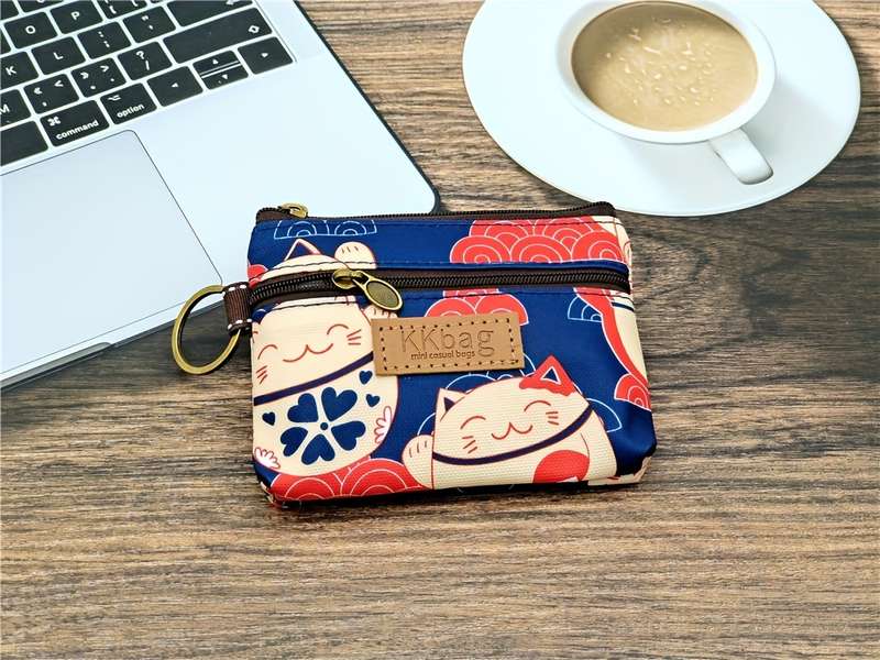 1pc KKBAG Mini Cute Cartoon Coin Purse in Beige with Colorful Animal Design Portable Credit C