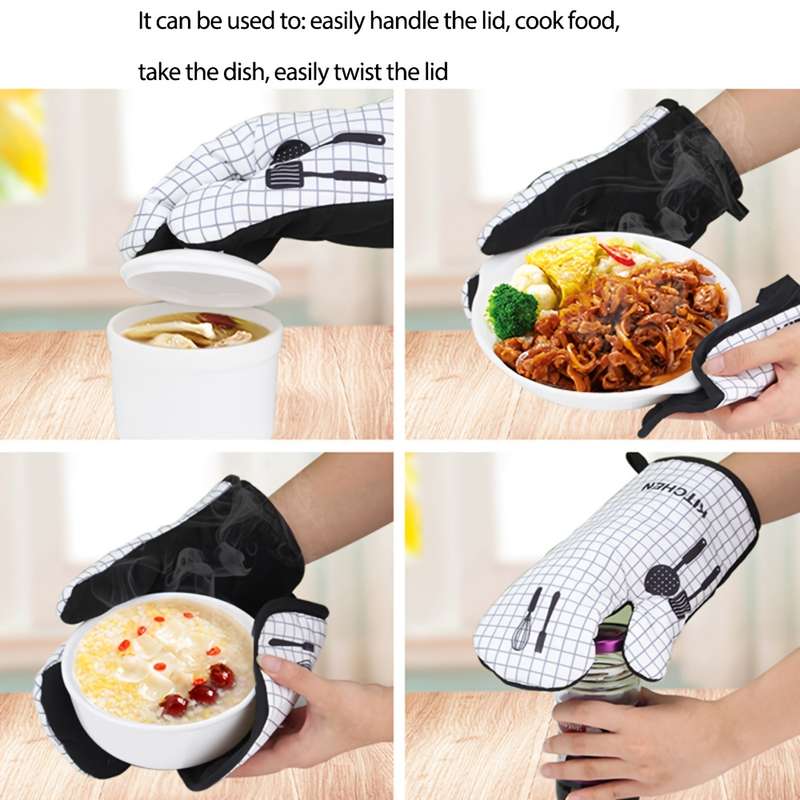 Set of 2 Leeons Oven Mitts Pot Holders Heat Resistant 100% Polyester Kitchen Gloves with S