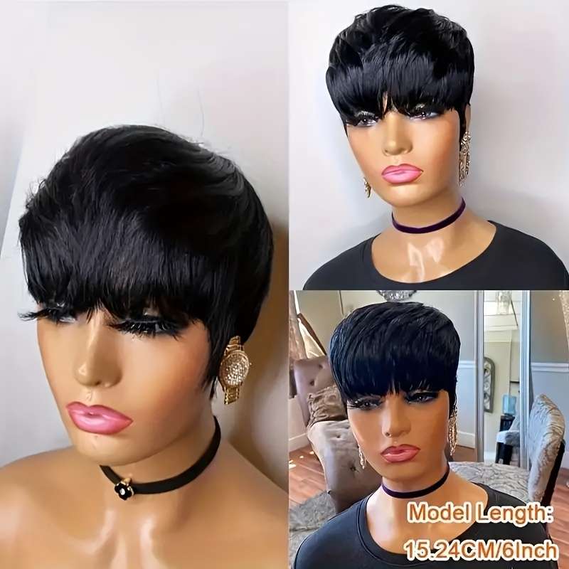 1Pc Black 15.24cm Fashion Design Wig