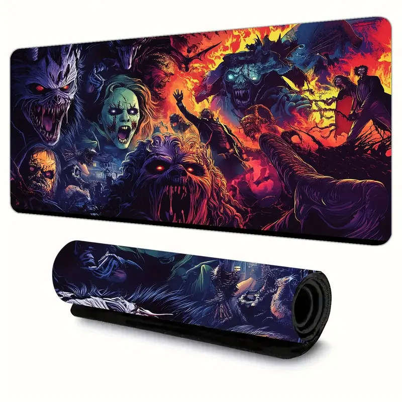 1pc 30x80cm Vibrant Gothic Horror Design Mouse Pad Non-Slip Ergonomic Gaming Office Desk Mat