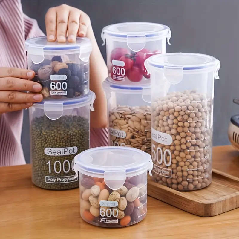 4pcs 1000ml/33.82oz Airtight Flip Top Clear Plastic Jars