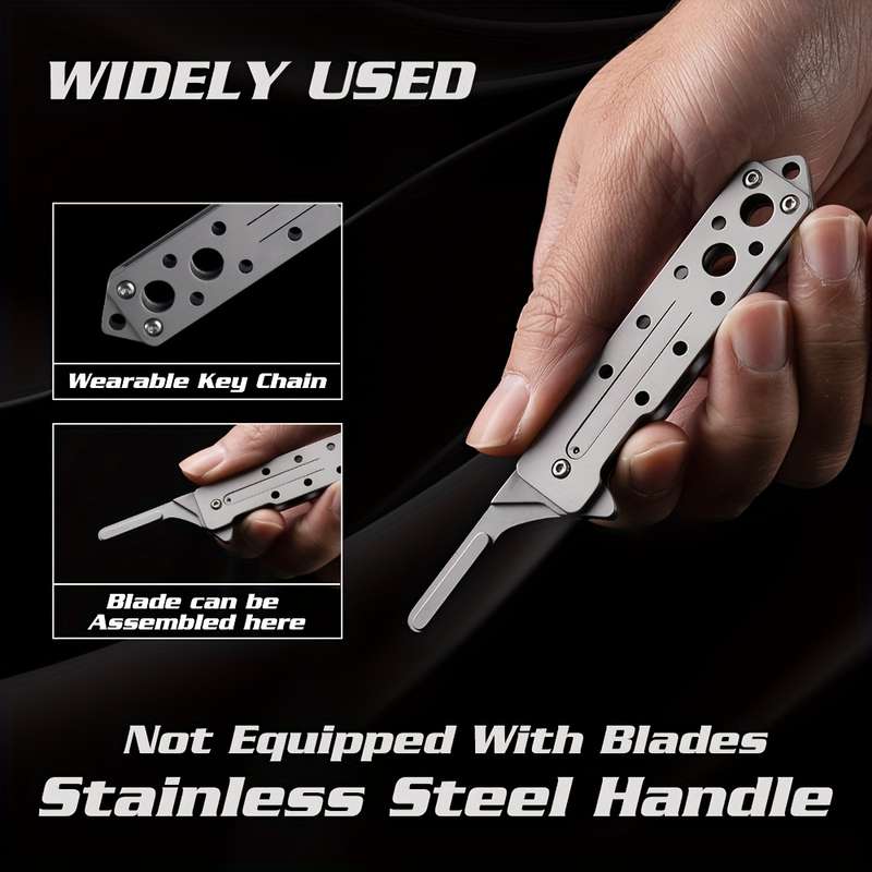 1pc Stainless Steel EDC Keychain Folding Utility Knife Graftable 20-24# Compact Multi-
