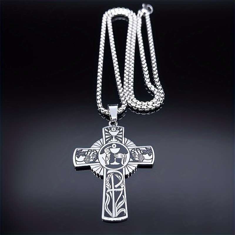 1 Piece Steel Color Jesus Theme Pendant
