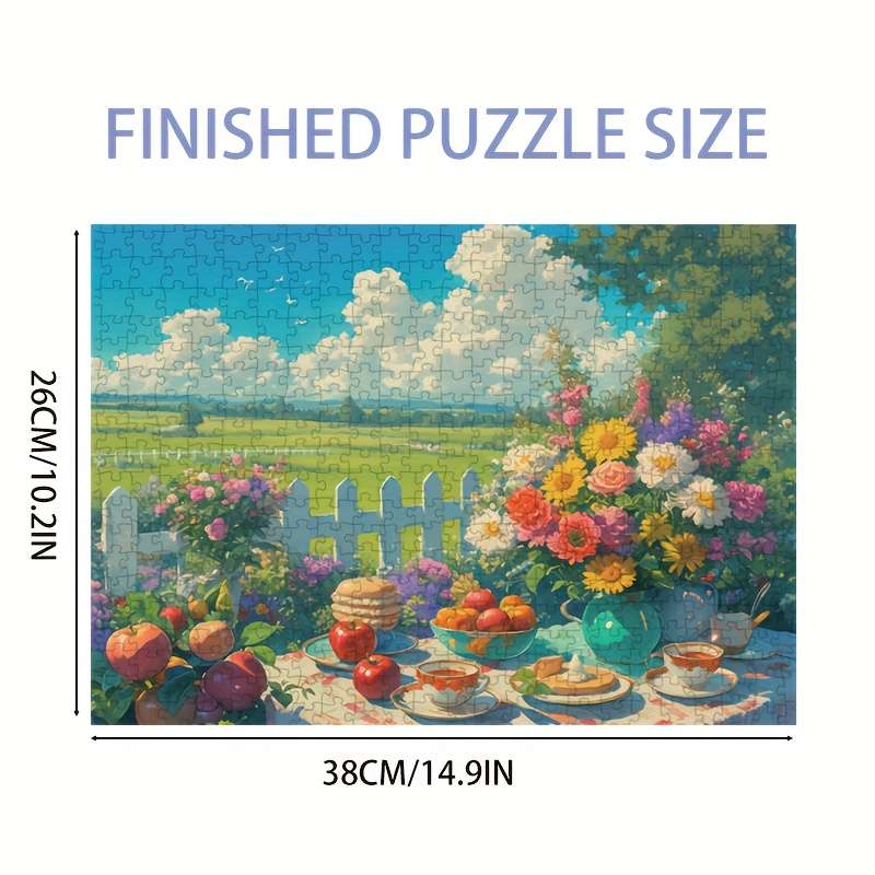 1000pcs Floral Tea Party Jigsaw Puzzle Vintage Botanical Tableau with Hand-Painted