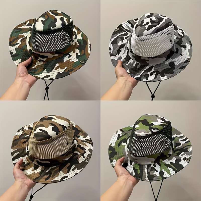 1pc Casual Mountaineering Hat for Men with Large Brim Outdoor Sun Protection Fishing Fisherman