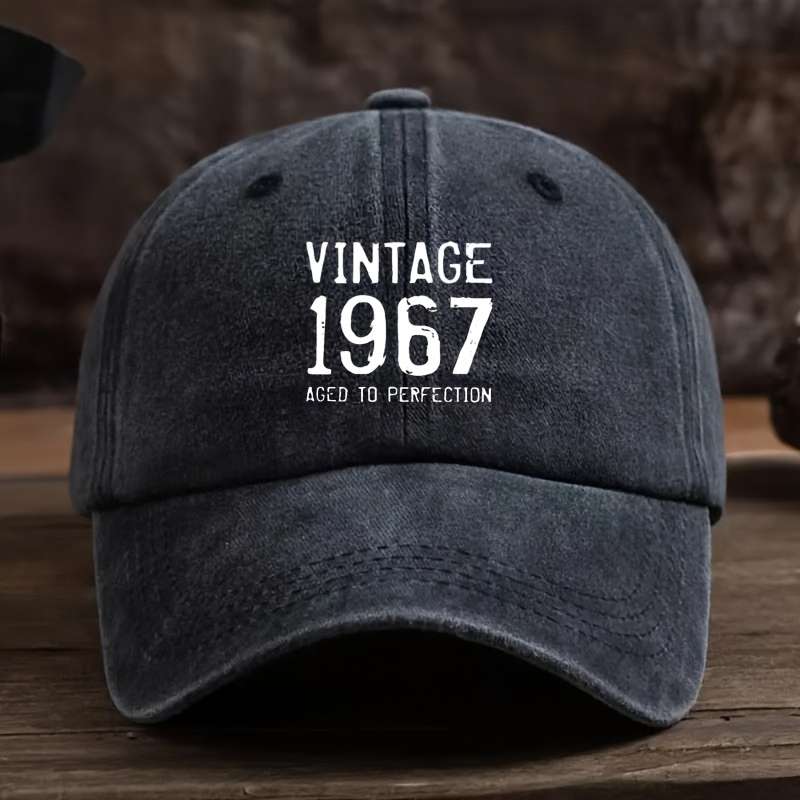 1pc Vintage 1967 Aged to Perfection Baseball Cap Adjustable Breathable Cotton Hat for Men Wome