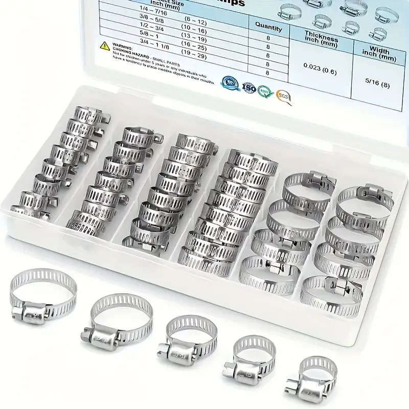 20pcs Premium Stainless Steel Hose Clamp Set  Adjustable Worm Gear for Pipes Intercoolers