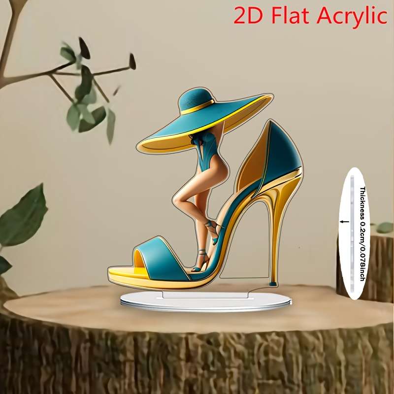 1pc 2D Flat    Elegant High Heel Acrylic Sign  Graphic Design Home Decoration Modern
