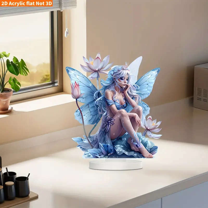 1pc 2D Flat 2D Flat One Charming Fairy and for Lotus Acrylic Desktop Sign Very Suitable for Home Ca