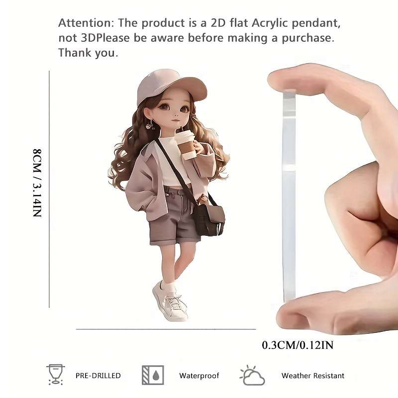 1pc 2D Flat  One piece of  acrylic material with fashionable style and cool theme suitable