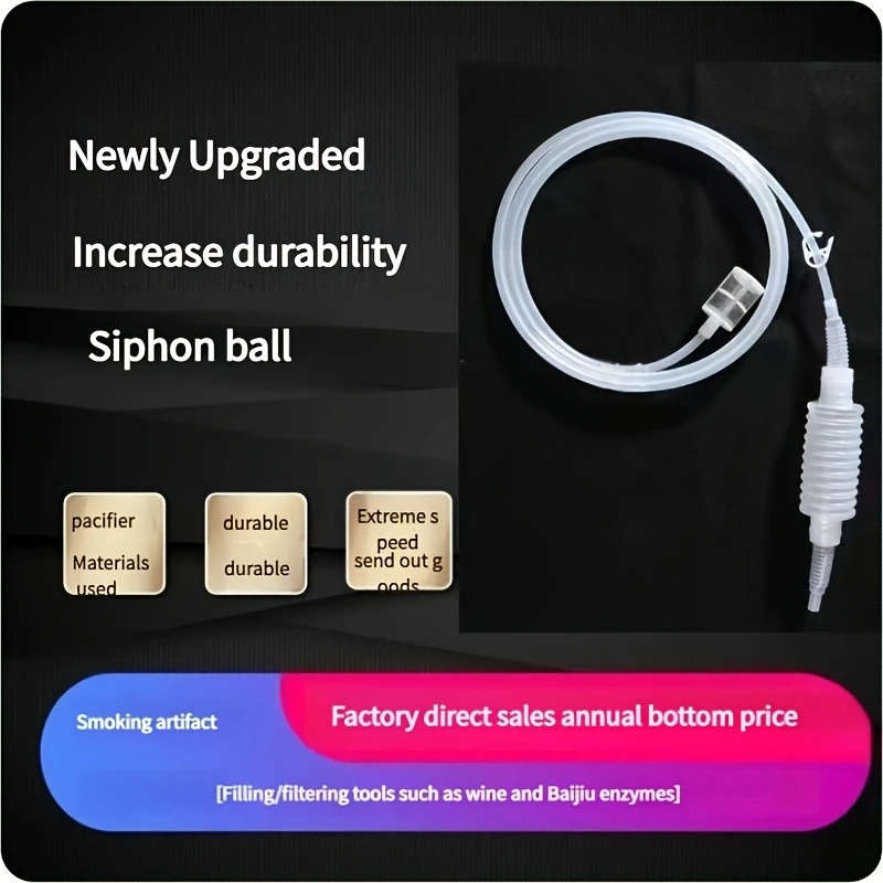 1pc 2-Meter Semi-Automatic Wine Extractor Food-Grade Silicone Siphon Hose with Tongs and Filter Bag