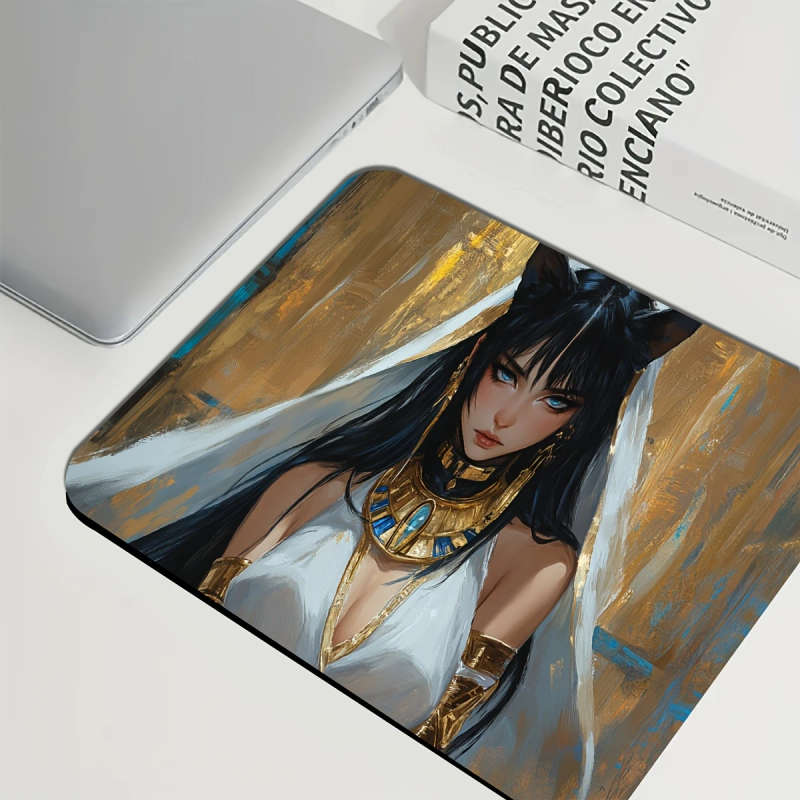 1pc 21x26cm Mystical Egyptian Queen Design Mouse Pad Non-Slip Waterproof Washable Desk Mat