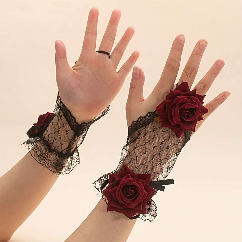 1 Pair One Size Fingerless Fishnet Gloves